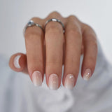 Btartbox Uñas Postizas Cuadradas Cortas Pegamento Baby Boomer En Uñas Postizas Rosa Degradado Blanco Uñas Artificiales Cortas con Pegamento para Uñas 30 Piezas Uñas Postizas Cuadradas