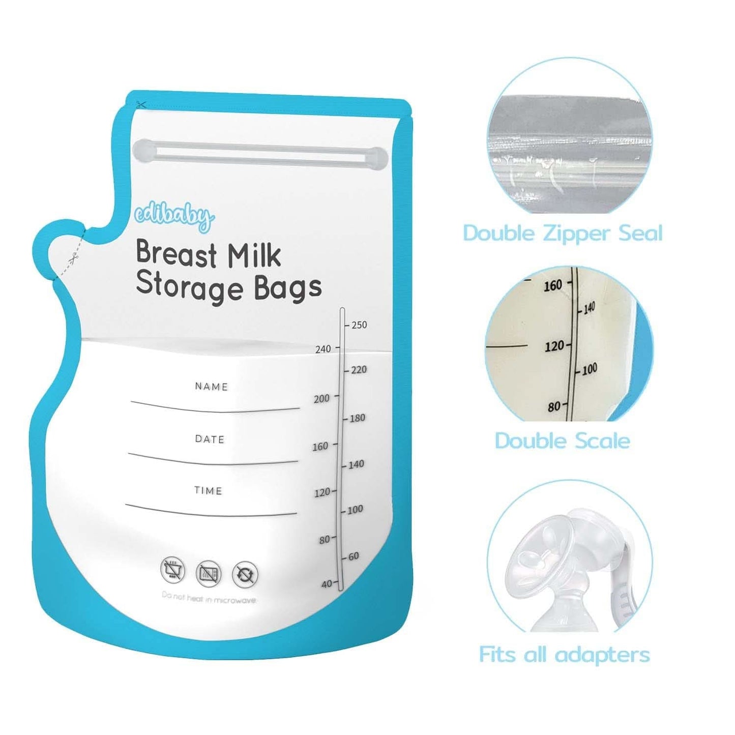 Edibaby, Bolsas para leche materna, 100 piezas, Esterilizadas, sin BPA Accesorios Alimentación y Lactancia Tienda Bebe Naty