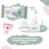 Toallitas húmedas Cleanic Baby Eco Pure Water - (1 x 50 uds.) Toallitas húmedas para niños y bebés - Piel sensible, sin fragancia, que se puede desechar - 50 uds.