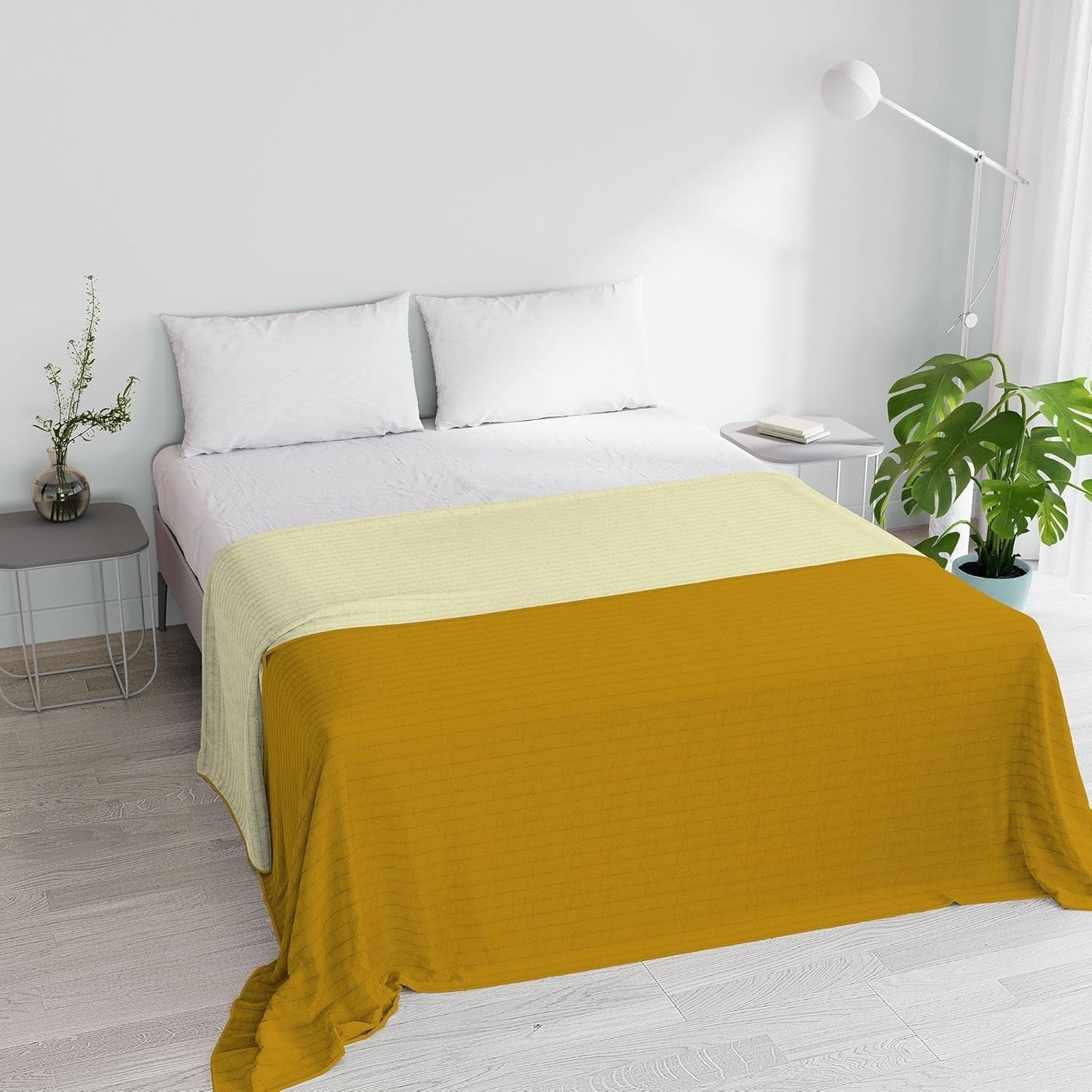 Edredón Verano Microfibra Naranja/Oxido para Cama Doble 250 X 250 Cm Naty Shop Edredones y Edredones Mostaza/Crema Matrimonial 250X250 Cm