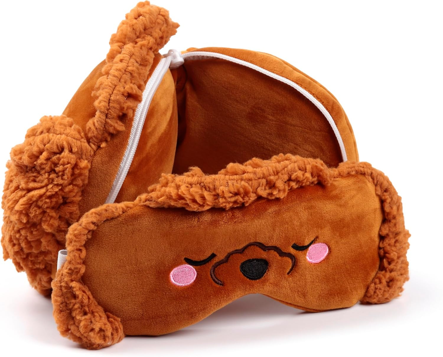 Almohada de viaje Puckator con antifaz Relaxeazzz - La caniche Gigi - lindos animales Almohadas de viaje Naty Shop