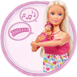 Simba 105733480 - Mochila Bebé Steffi Love, Muñeca Embarazada con Bebé y Grandes Sonidos, Accesorios Bebé y Portabebé, Rosa Naty Shop Muñecas