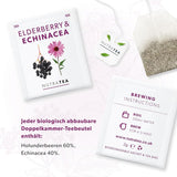Nutra Tea Saúco y equinácea, té para inmunidad y resfriados, té de apoyo inmunológico, lucha contra el resfriado, 20 bolsitas de té reutilizables, té de hierbas naturales