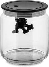 Alessi Tarro de Cocina de Vidrio "Gianni" con Tapa Sellada, Resina Termoplástica, Negro, 27,5 x 13,5 x 28cm Cajas para Conservar Alimentos Naty Shop Glass, Negro 12cm