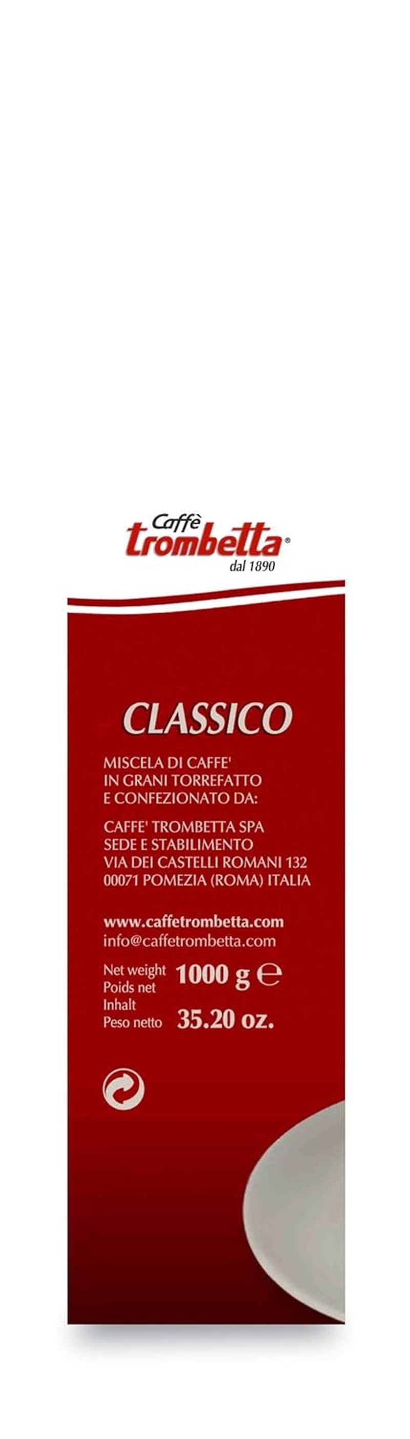 Caffè Trombetta Italien Kaffee Geröstete Kaffeebohnen, clásico. Eine perfekte Harmonie zwischen Aroma und Körper - 1 kg