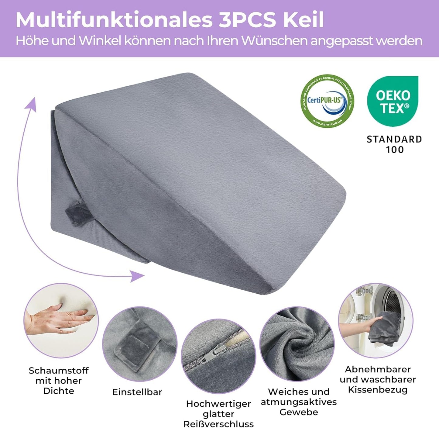 Almohada de plumas ajustable de espuma de alta densidad, almohada ergonómica para la espalda para cama y sofá, almohada de lectura antirreflujo para dormir, jugar, mirar televisión (pesada)