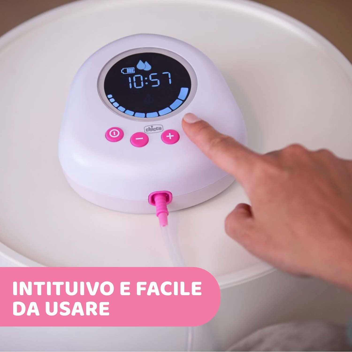 Chicco Sacaleches eléctrico con fases de estimulación y extracción, 10 niveles de intensidad, cómodo y rápido, forma ergonómica, con tetina inclinada y tapón hermético, blanco, 150 ml Accesorios Alimentación y Lactancia Bebe Naty Shop