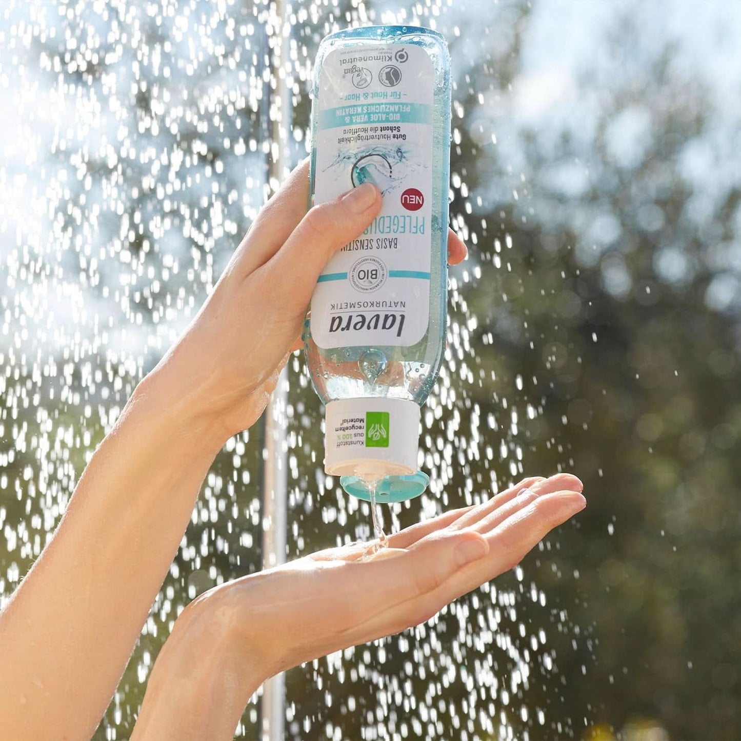Lavera Care Basis Sensitiv 2 en 1, Champú y gel de ducha con aloe vera ecológico y queratina vegetal, 250 ml Ducha y baño Naty Shop