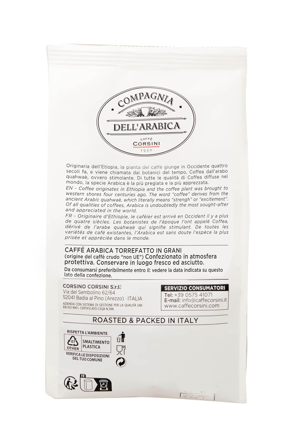 Caffè Corsini - Kaffeebohnen 3x250g Compagnia Dell'Arabica Set Guatemala/Äthiopien/El Salvador, Einzelner Ursprung, total 750g