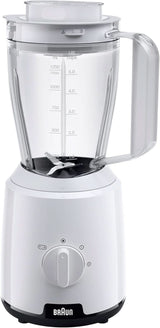 Braun Powerblend 1 JB1050WH - Batidora de pie con 1,5 L de mezcla de vidrio, Küchenhelfer Zum Zerkleinern, Pürieren & Mixen, función Ice-Crush, 2 Geschwindigkeiten, 600 Watt, Weiß Bucatarie Naty Shop Weiß Standard-Mixaufsatz