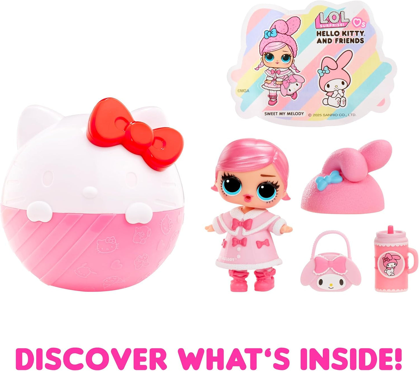 jajaja ¡Sorpresa! Loves Hello Kitty and Friends - 1 Muñeca con 7 Sorpresas, Selección Aleatoria, 8 Tots para Coleccionar, Regalo para Niños 4+, Muñecas Pink Naty Shop