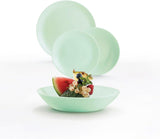 Servicio de mesa de cristal opal, verde, 12 piezas, para 4 personas