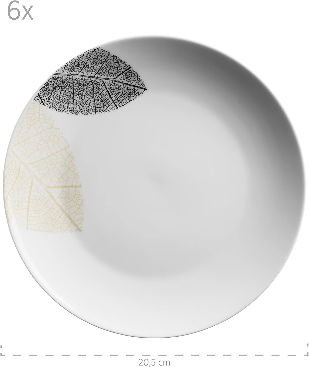 MÄSER 931215 Vajilla bellamente decorada para 6 personas, servicio combinado 30 piezas, con formas sin marco, porcelana, blanco