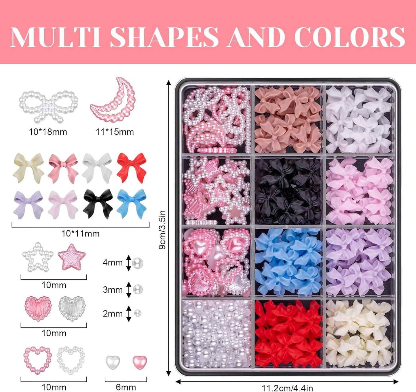 500 piezas 3D Nägel Charm Schleifen Charms Nägel Nail Art Charms Schleife Nagel Charms Nägel Nail Art Schleifen Nageldekorationen Mit Aufnahmewerkzeug Für Frauen und Mädchen Nagel-Diy-Zubehör
