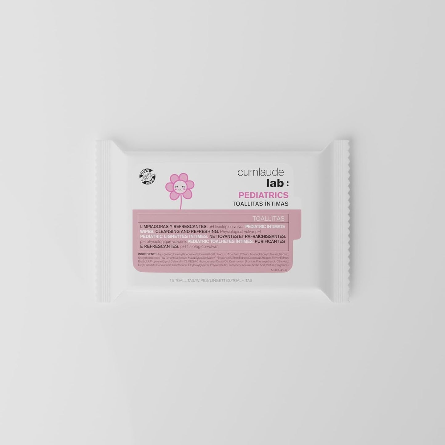 Toallitas íntimas de laboratorio para niños, 15 unidades, limpiadoras y refrescantes, valor de pH fisiológico