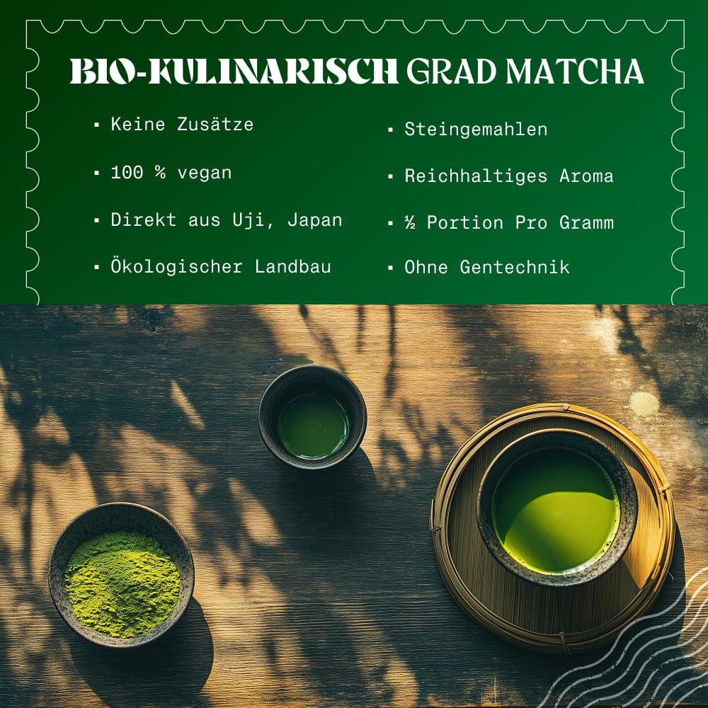 Naturalebio BIO Té verde en polvo 100 g. Para cocinar y hornear. Matcha japonés original. Té verde de Japón, vegano, sin gluten y sin OGM. Producto orgánico natural.