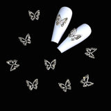 10 piezas de dijes de uñas de mariposa de aleación, piedras colgantes de Metal para decoración de uñas, piedras para diamantes, gemas, joyería de uñas, decoraciones artísticas, fabricación de joyas