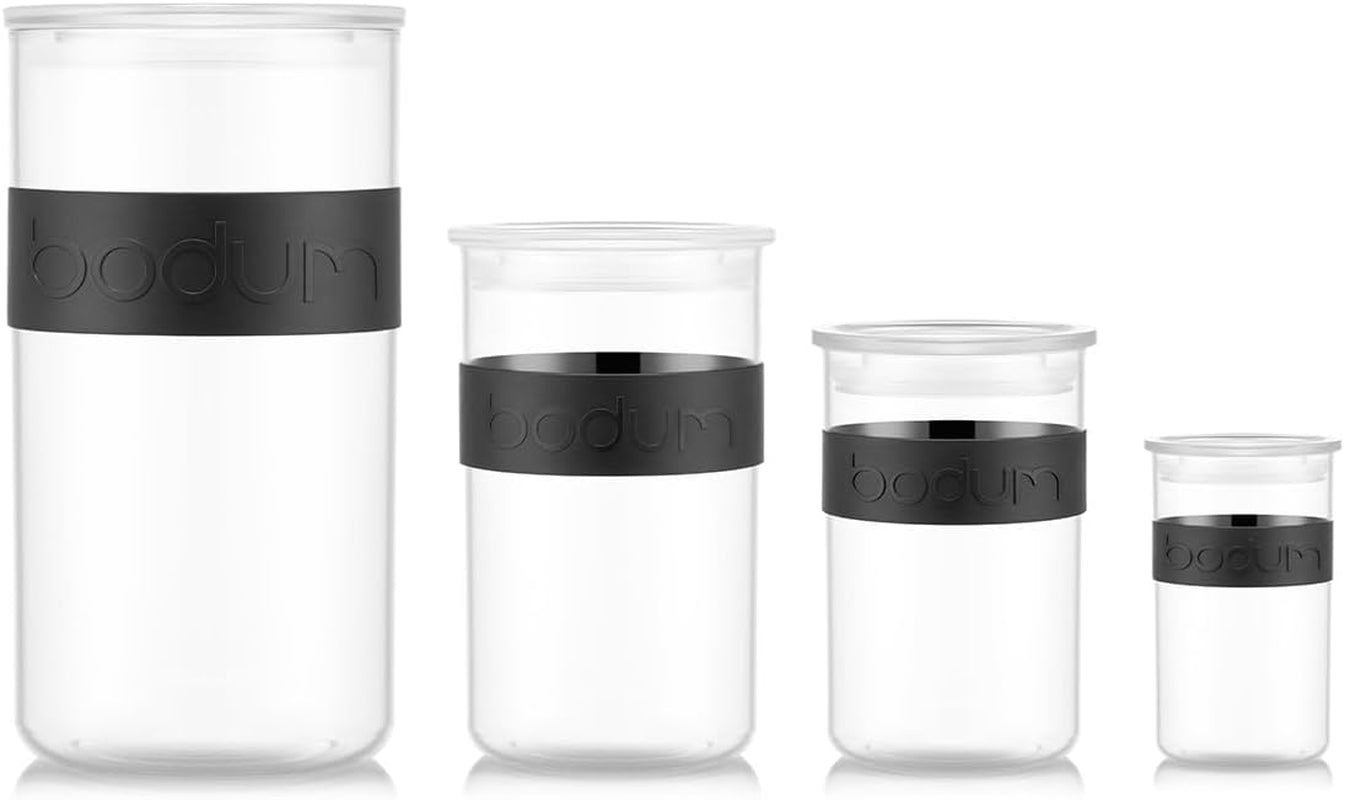 BODUM PRESSO Tarros de conservación, plástico, negro, 4 x 0,25 l, 3 x 0,6 l, 3 x 1 l, 2 x 2 l Cajas para conservar alimentos Naty Shop