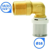 SOMATHERM FOR YOU - / 5711-16-15 - Codo prensa tubo Ø16 multicapa - M15/21 (1/2'') Conexión de tubo multicapa de diámetro Ø16