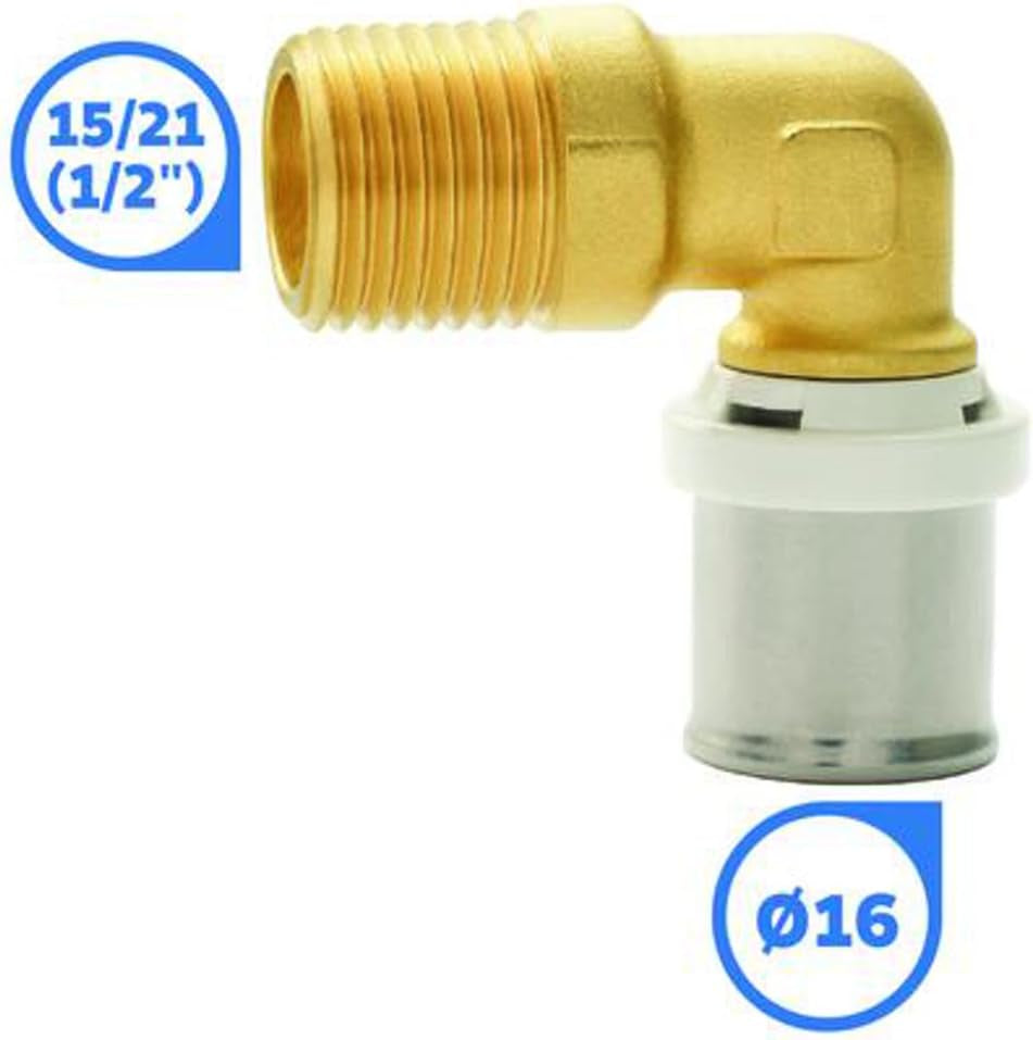 SOMATHERM FOR YOU - / 5711-16-15 - Codo prensa tubo Ø16 multicapa - M15/21 (1/2'') Conexión de tubo multicapa de diámetro Ø16