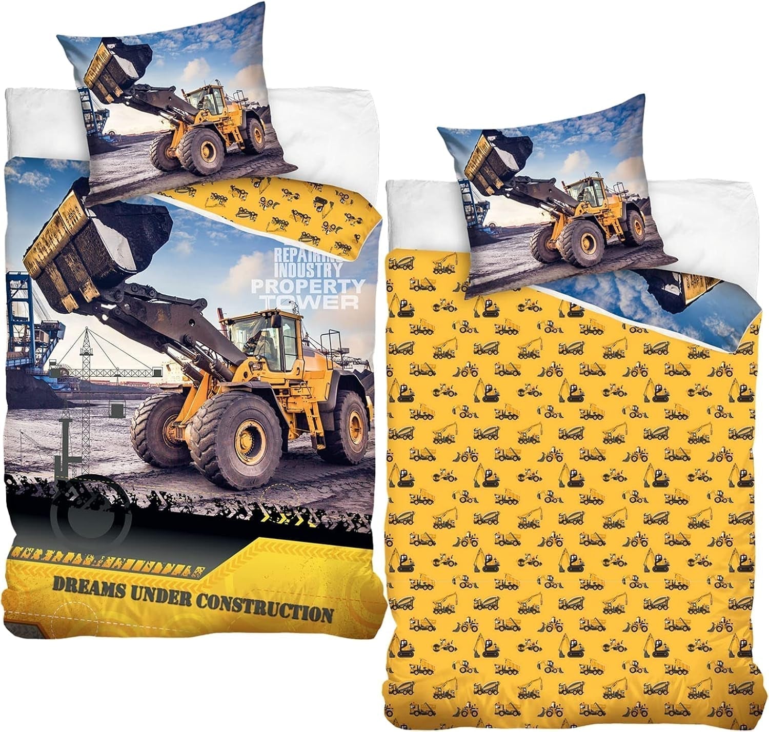 Ropa de cama para niños, excavadora, algodón Ropa de cama infantil Naty Shop