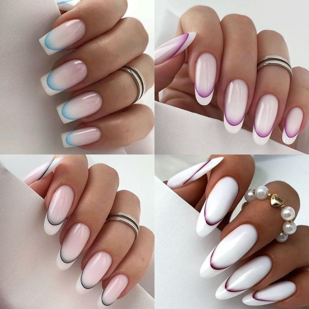 9 colores pegatinas de uñas francesas pegatinas de uñas francesas lámina autoadhesiva para uñas uñas francesas pegatinas de gradiente punta francesa pegatinas de uñas arte de uñas diseño de uñas pegatinas accesorios de uñas