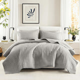 Comfort Spaces Kienna Juego de edredón de lujo con doble puntada, manta de verano, ropa de cama ligera y suave para todo el año, fundas de almohada a juego, manta blanca para camas King (264,2 x 228,6 cm) Naty Shop Edredones y edredones gris King/Cal King (104 x 90 pulgadas)