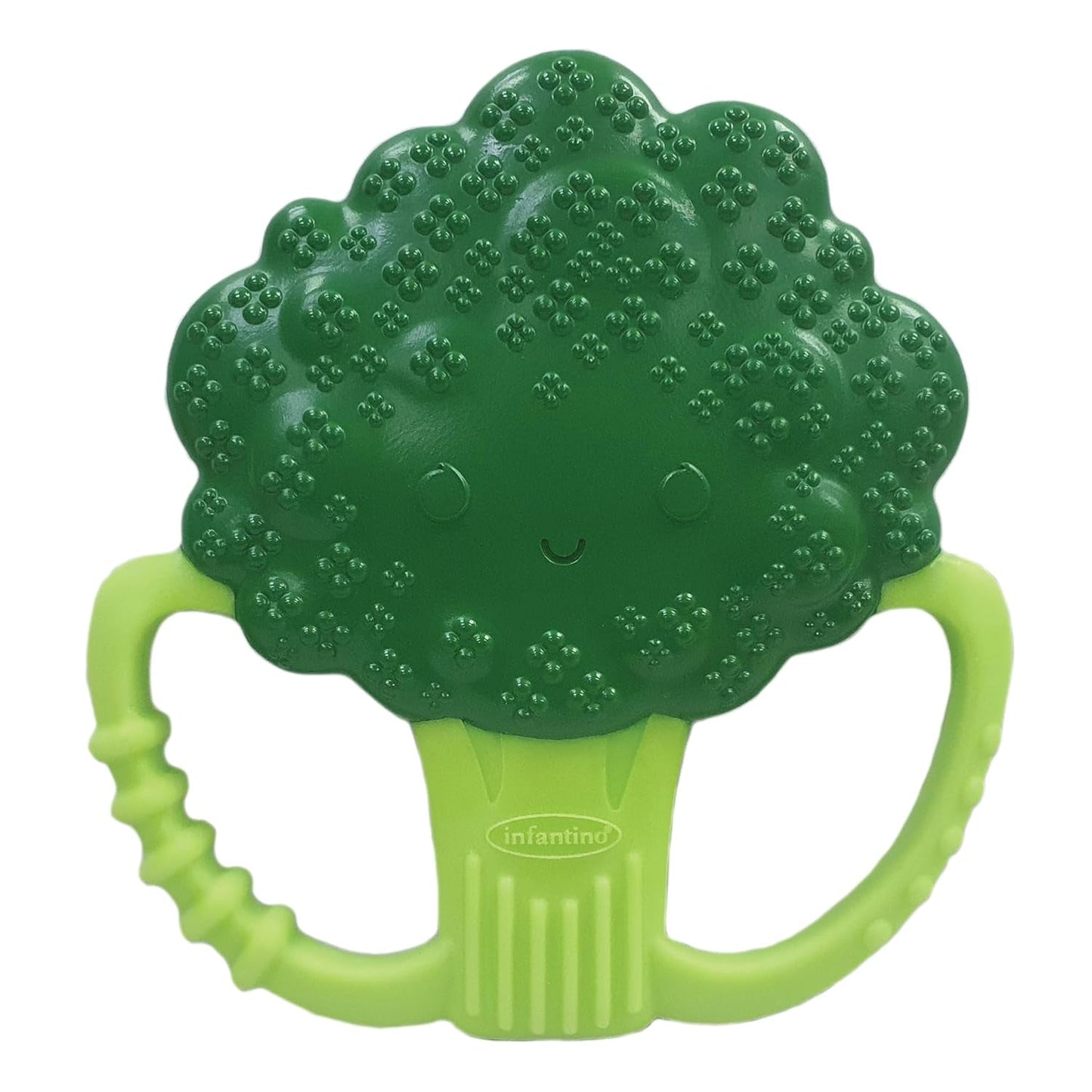 Infantino Lil' Nibbles, Mordedor de silicona texturizada, juguete mordedor para bebé sin BPA, suave, fácil de sostener, estimulación sensorial para bebés, brócoli