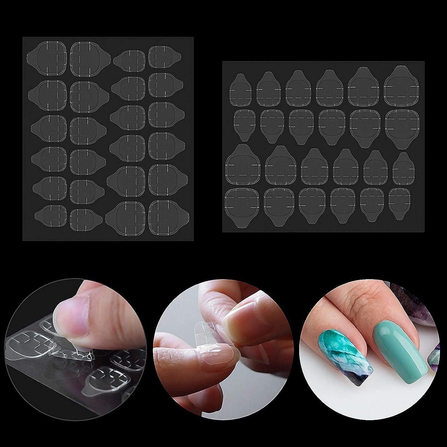 360 Uds. Tiras autoadhesivas transparentes para uñas, pegamento para uñas, tiras autoadhesivas de doble cara, decoración de manicura DIY transparente