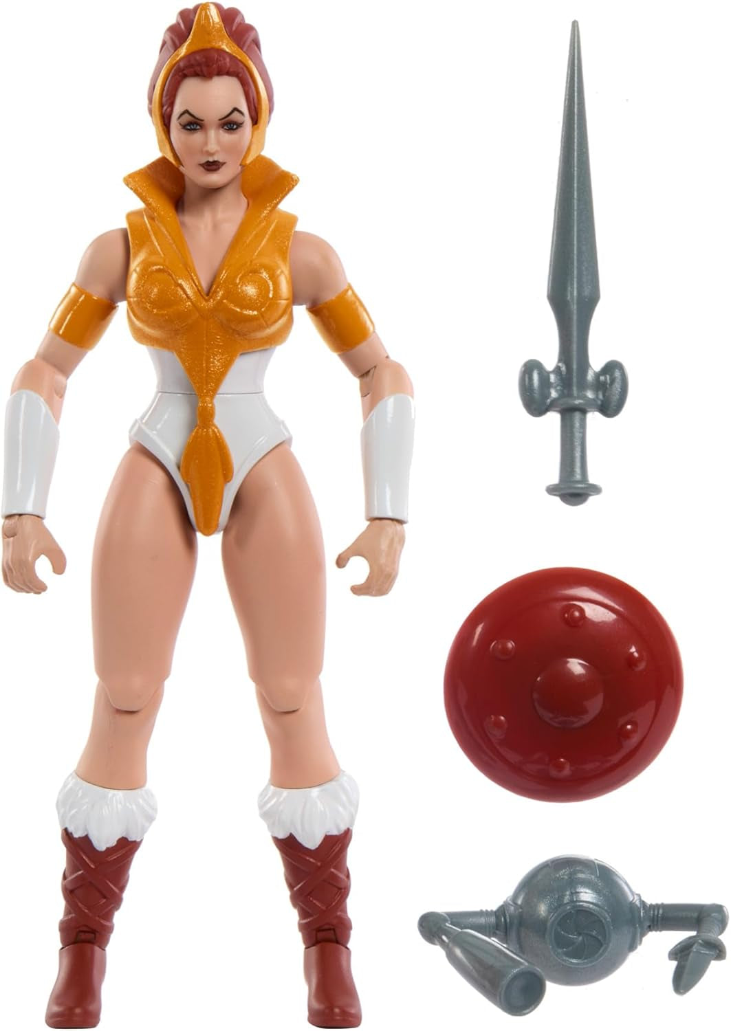 Masters of the Universe Origins Figura de acción de Teela de dibujos animados de juguete Accesorio de heroína Motu de aproximadamente 14 cm de alto y mini cómic Figuras de acción HYD27 Título predeterminado de Naty Shop