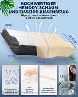 IDEA Almohada, Almohada Ortopédica Ergonómica para Dolor de Cuello, Almohada Viscoelástica para Dormir de Lado, Espalda y Abdominal, Almohada Antironquidos para Hombres Mujeres (62*34.5*12/8CM) Almohadas Ortopédicas Cervicales Naty Shop