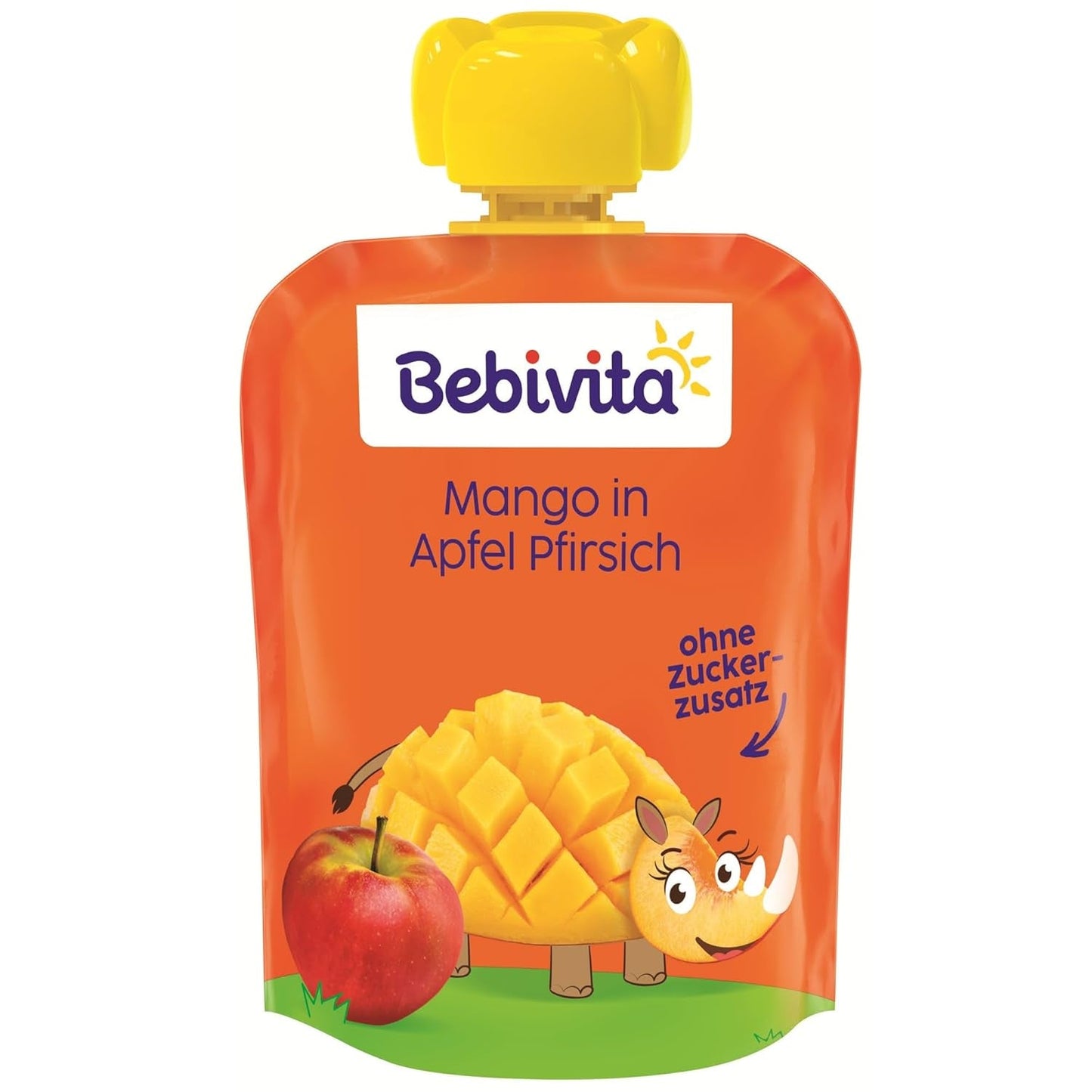 Bolsas exprimibles de mango, manzana y melocotón, paquete de 16 (paquete de 4, 4 x 90 g cada una), sin azúcar añadido, sin gluten, ideal para refrigerios envasados ​​y para llevar