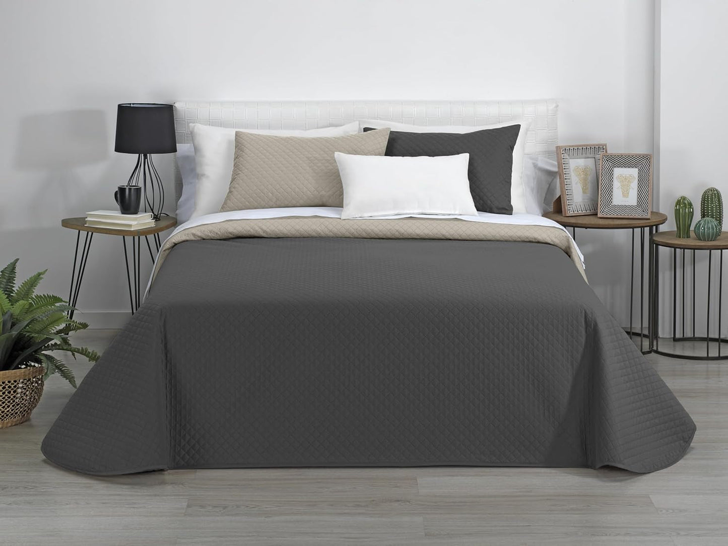 AVA | Edredón reversible boutique | Para todas las estaciones | Color - Gris/Antracita | Para cama de 120/135 cm. cama. (230 X 270 Cm. Ancho X Alto) | Edredón acolchado Edredones y colchas Naty Tienda Título predeterminado