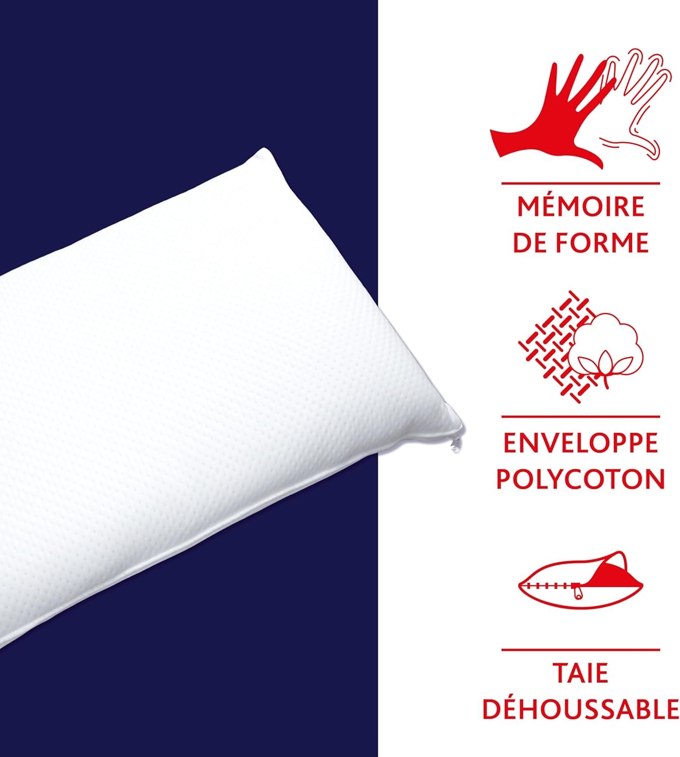Almohada DODO, bloque de espuma viscoelástica, blanco, 1 unidad (Lote de 1) Naty Shop almohadas estándar