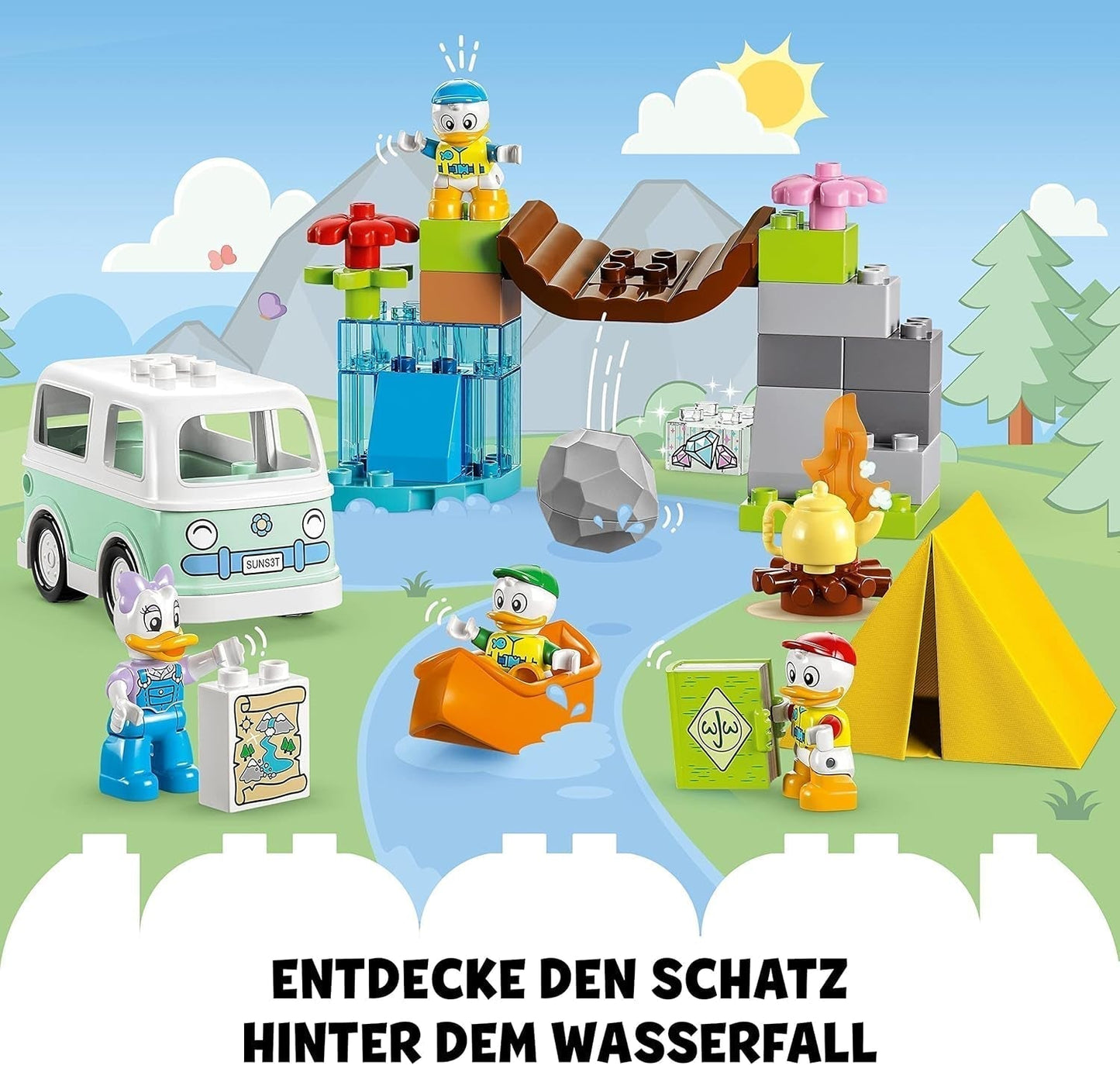 LEGO 10997 DUPLO Disney Mickey y sus Amigos Set de Aventura de Campamento con Autocaravana, Canoa y Figura de la Pata Margarita, Juguete de Construcción de Regalo para Niños Pequeños a Partir de 2 Años, Juegos de Construcción para Niñas y Niños Besuche den LEGO-Store