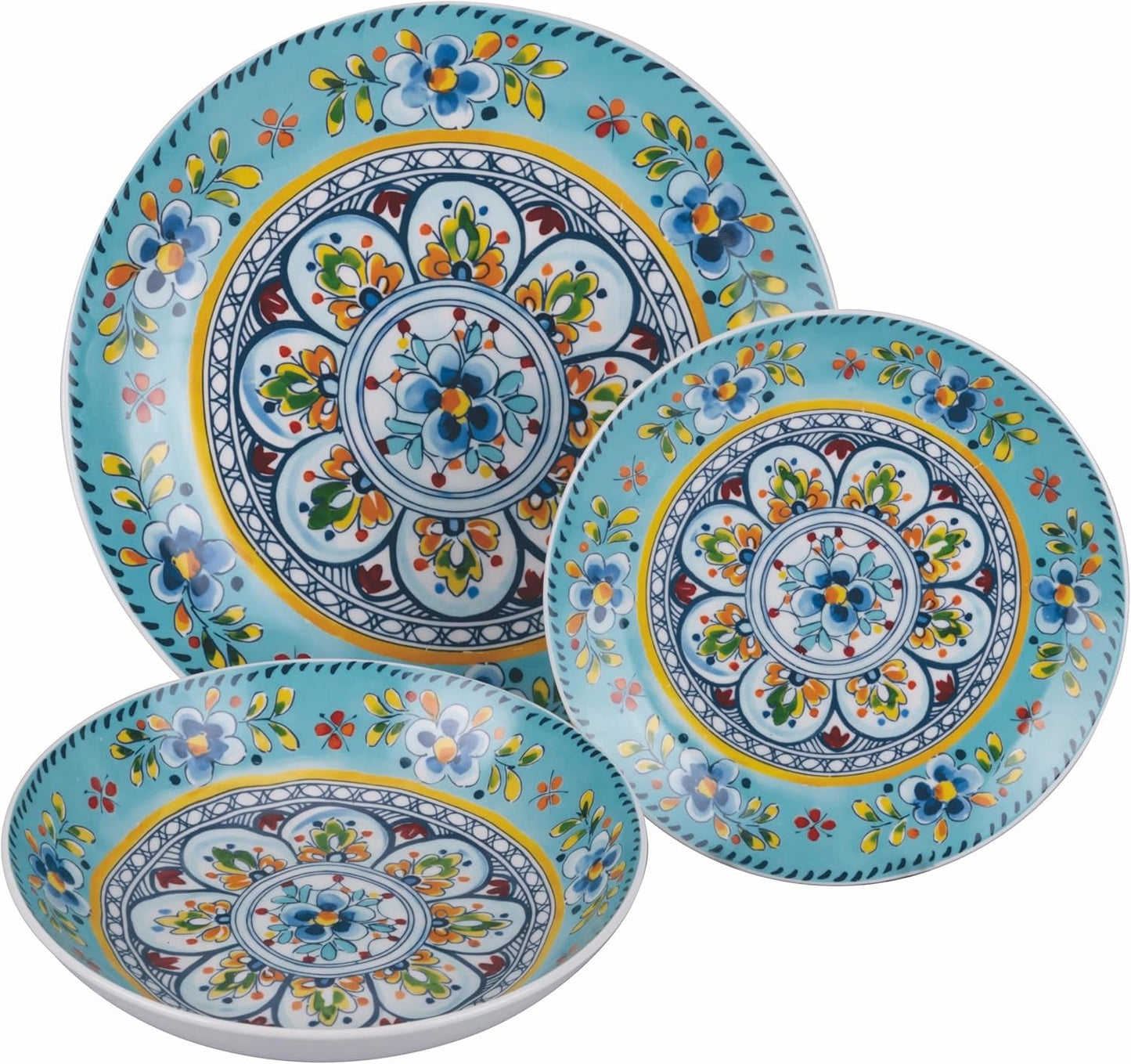 Vajilla de porcelana de 18 piezas, 6 juegos de platos diferentes, Andalucía