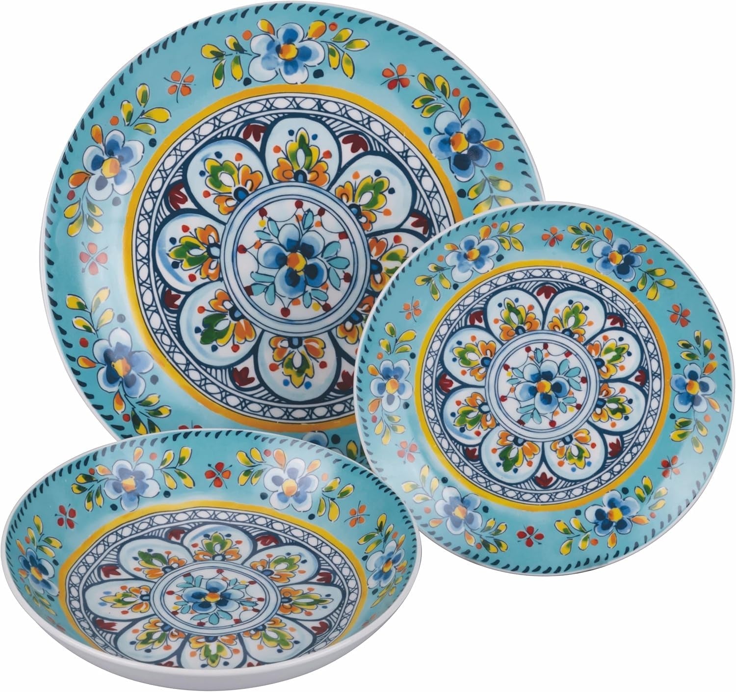 Vajilla de porcelana de 18 piezas, 6 juegos de platos diferentes, Andalucía