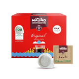 Caffè Mauro Torrefazione Kaffee Kompostierbare Pods, Recyclebare Verpackung, Original Mischung - 100 unidades - Intensidad 10/10 - Compatible con almohadillas de papel ESE System 44 mm