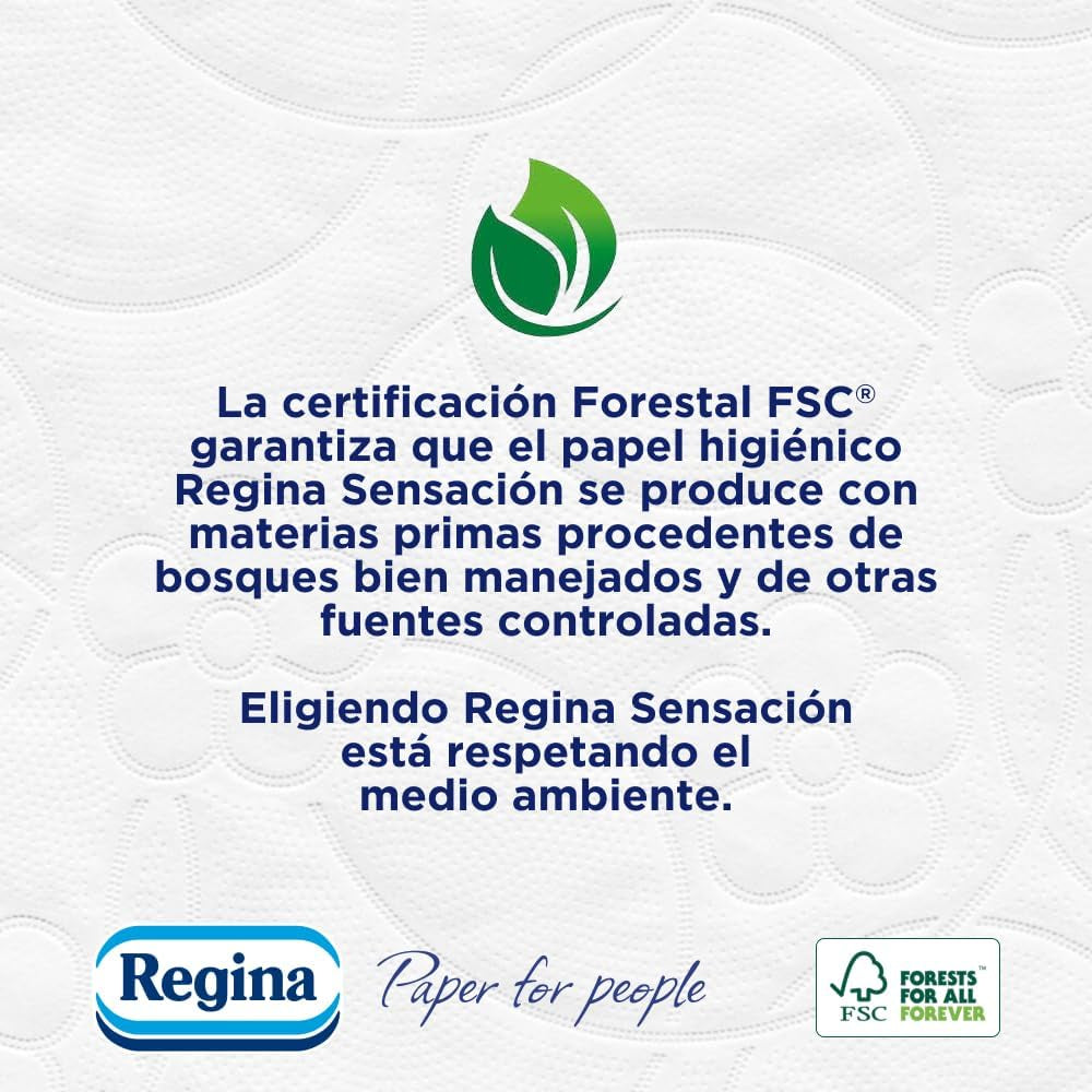 Regina Feeling - 42 rollos de papel higiénico, 175 hojas de tres capas, extracto de algodón natural y delicada fragancia, envases de plástico 60% reciclado, papel 100% certificado Fsc