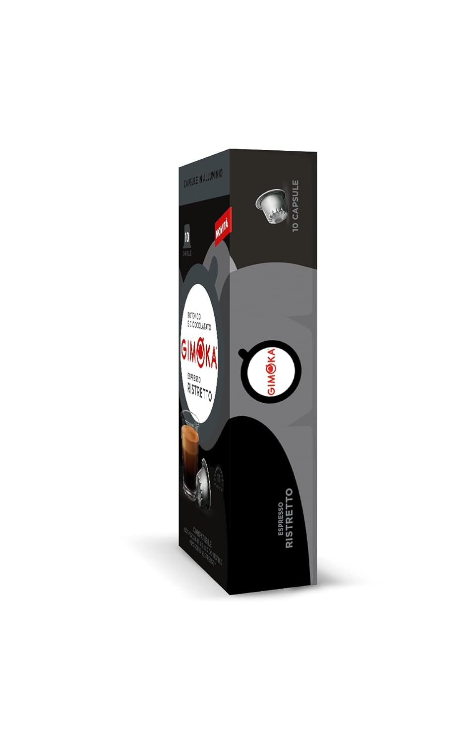 Gimoka Kaffeekapseln Espresso Ristretto, Intensität 11/13-100 Kapsel aus Aluminium - Compatible con Nespresso* Haushalts-Espressomaschinen - 100 Stück (10 x 10 Getränke) - Hergestellt in Italien