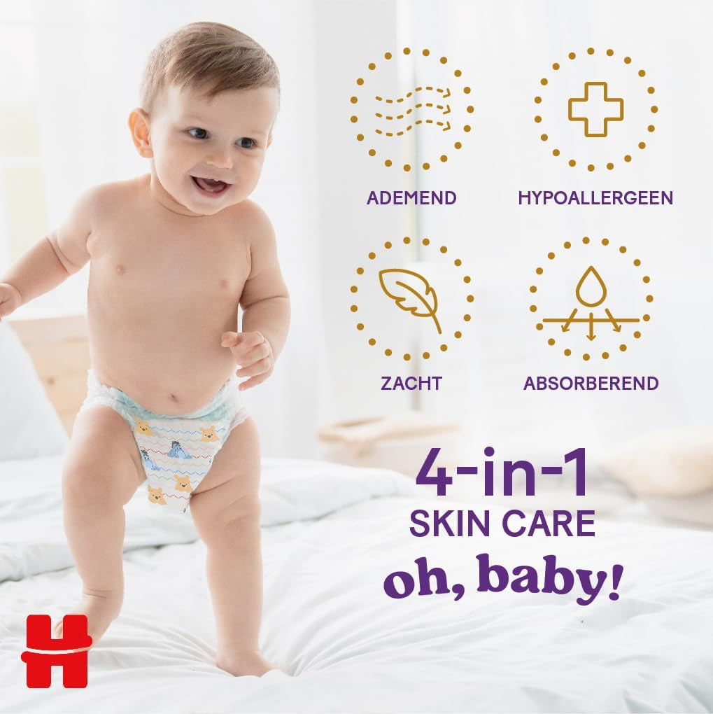 Pañales Huggies Extra Care Talla 4 (9-14 kg), 4 paquetes de 26 pañales - 4280 g