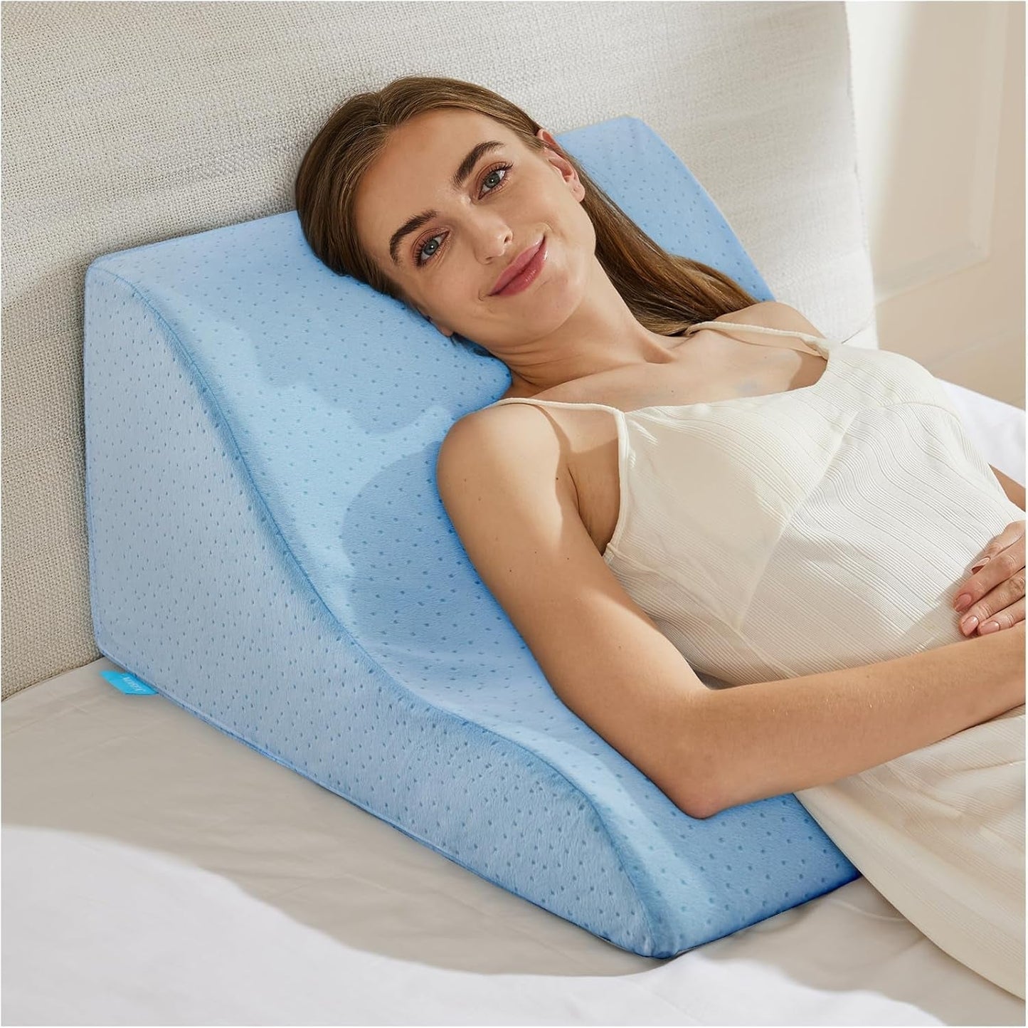 Almohada de Lectura para Cama y Sofá - Almohada de Plumas con Memoria de Memoria - Almohada de Respaldo Ergonómica - Perfecta para Apoyar la Espalda Mientras Te Relajas, Juegas, Lees o Miras TV - Ancha