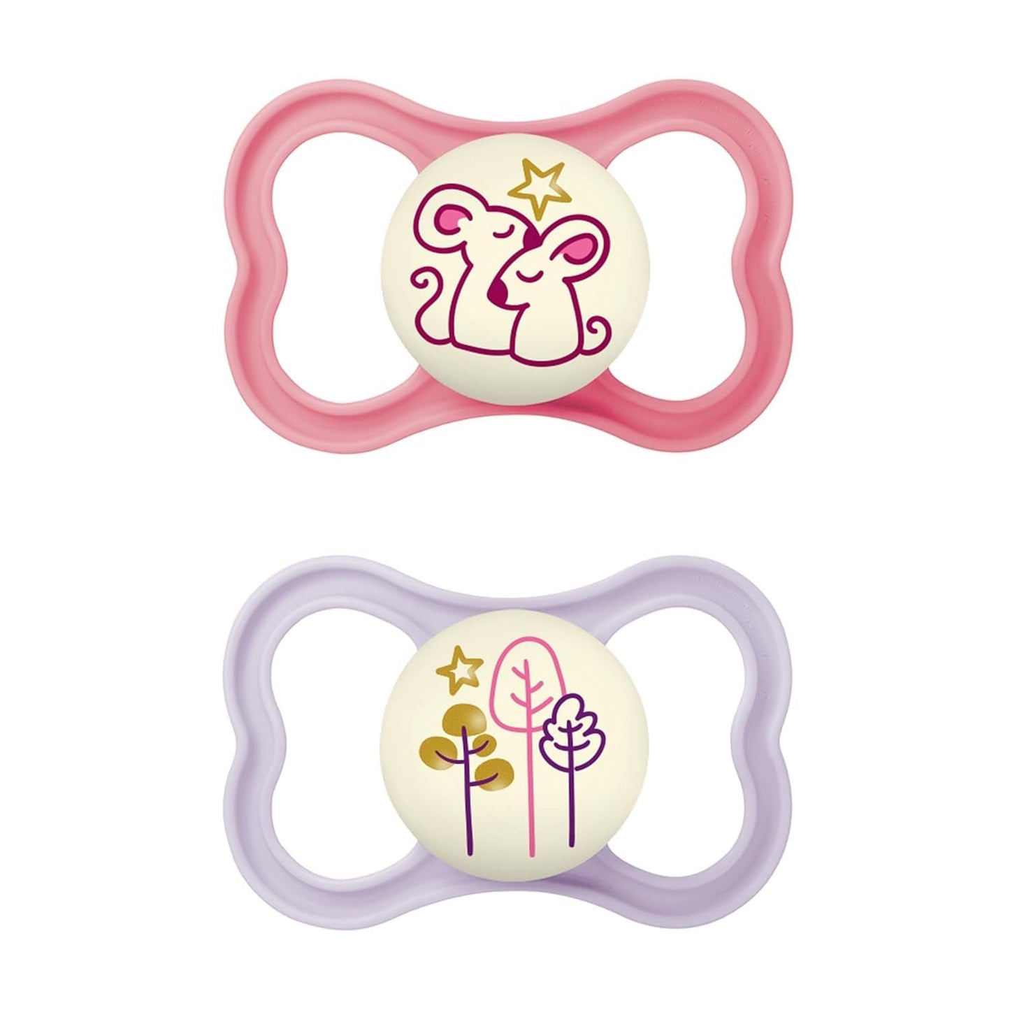 Chupete de silicona MAM Air 2 unidades Diseño extra ligero y ventilado Chupete respetuoso con los dientes Hecho de silicona especial MAM SkinSoft con caja para chupete 6-16 meses Oso/Rinoceronte