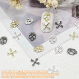 120 Uds. Conjunto de decoraciones para decoración de uñas con calavera cruzada, dijes para decoración de uñas de Metal dorado y plateado, joyería Punk de aleación para decoración de uñas, accesorios de piedras brillantes