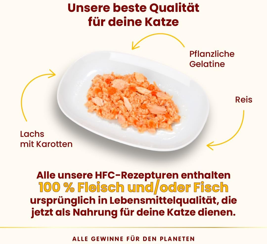 Almo Nature HFC Jelly - Comida húmeda para gatos adultos - Salmón y Zanahoria - Calidad humana, Sin gluten - 6 x 70g