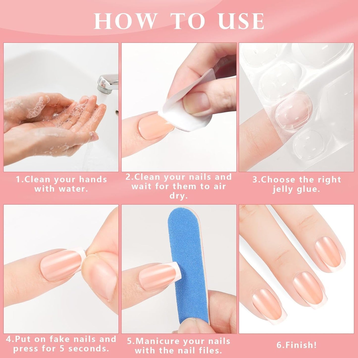 360 Piezas de Uñas Artificiales Francesas Uñas Postizas Rectángulo Mediano con Lima de Uñas Postizas Puntas Naturales DIY Presione para Damas y Mujeres