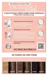 L'Oréal Paris Tinte permanente para cada tono de piel, coloración sin amoniaco, tonos nude universales con cobertura total de canas, Excellence Creme, núm. 5U Castaño claro (marrón), 1ud Tinte para el cabello Naty Shop