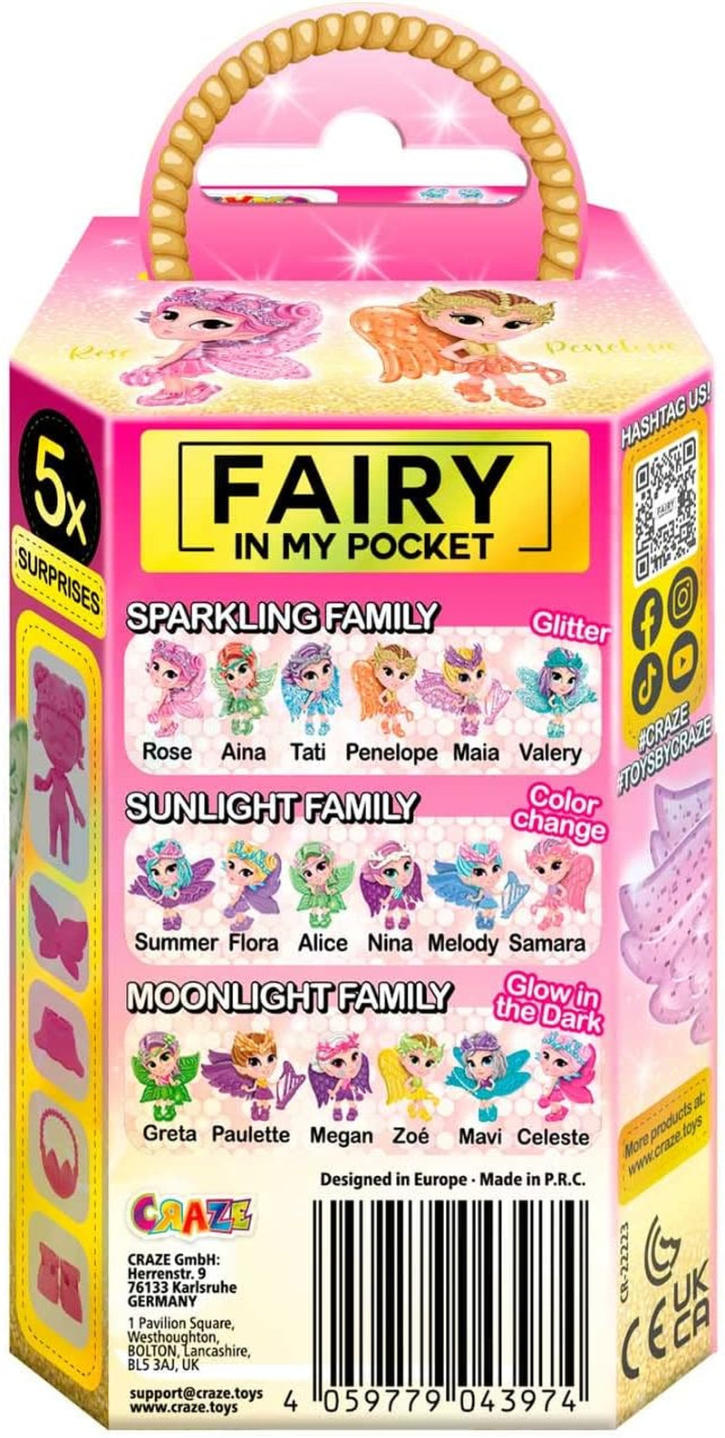CRAZE Hada en mi bolsillo | Muñeca Hada con alas, juguete hada coleccionable con efectos especiales como purpurina, brillo en la oscuridad y cambio de color Muñecas Naty Shop
