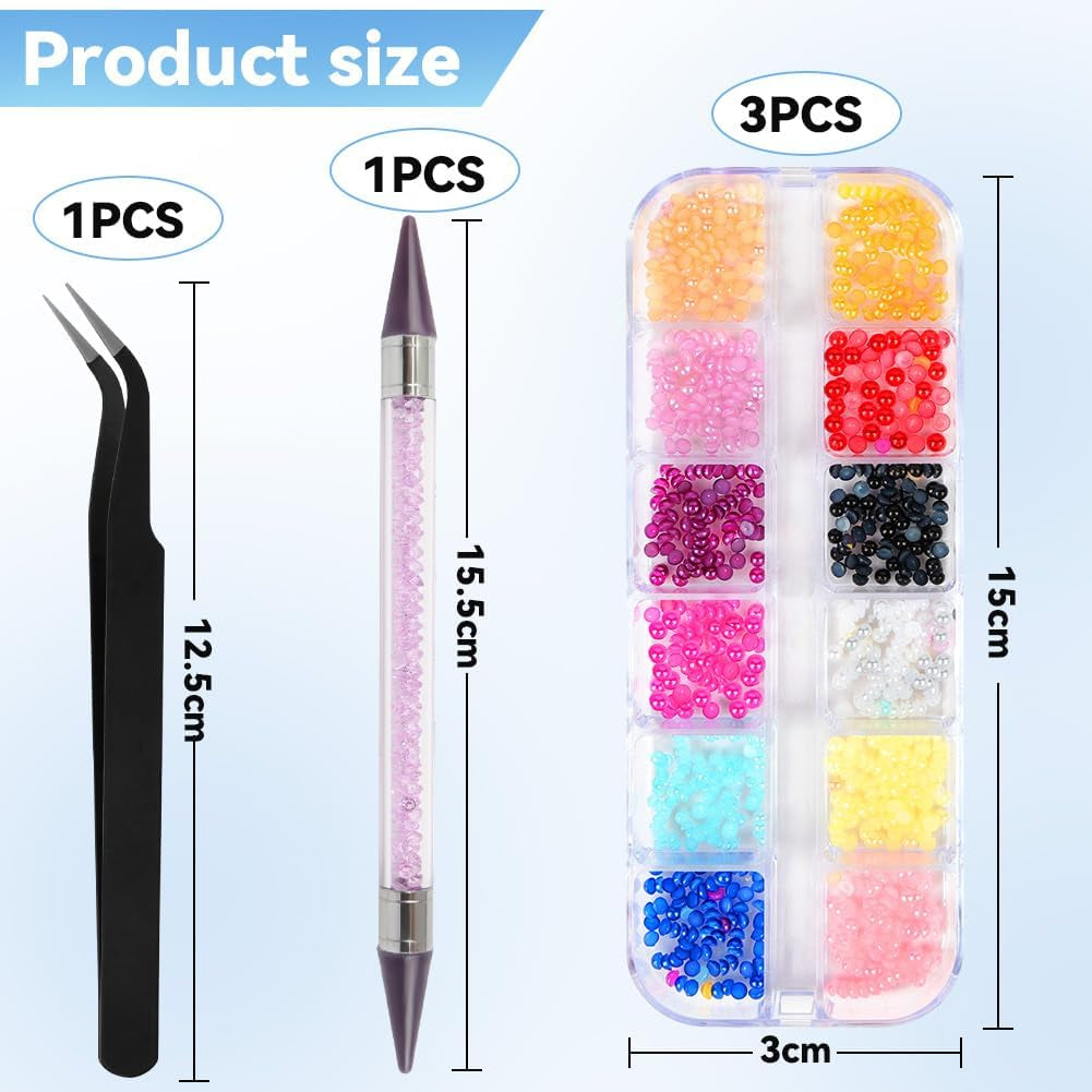 Harz Strasssteine ​​​​4200Pcs Strass Kristalle 1Mm-5Mm Gemischte Kinder Bastelsachen Kit Mit Strass Mit Picking Pinzette Und Stift para DIY Nägel Kleidung Kunsthandwerk Gemischt Becher Party (A)