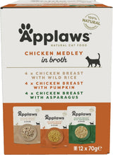 Applaws Premium Comida Húmeda Natural para Gatos, Selección de Pollo en Sopa 70g Sobres Porcionados (12x70g)